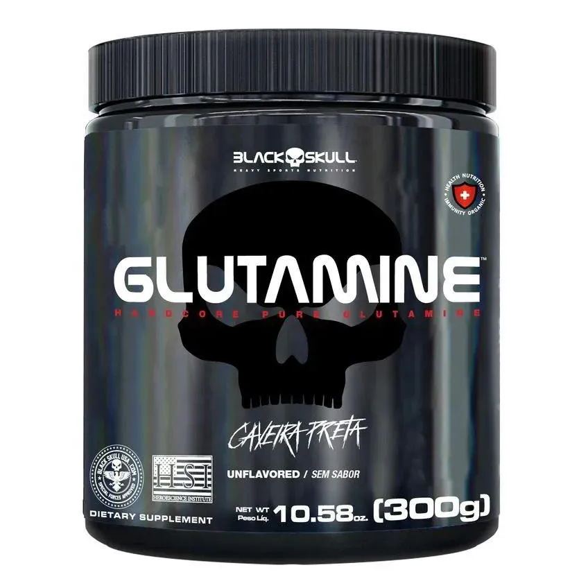 Glutamine Caveira Preta (300g) – Sabor: sem Sabor