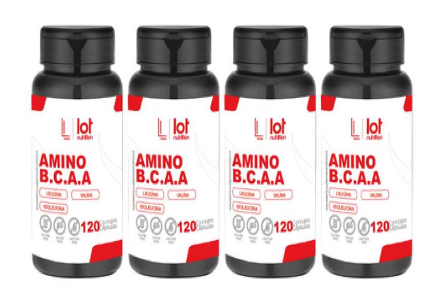 Kit 4un Bcaa 2:1:1 120 cápsulas sem Sabor
