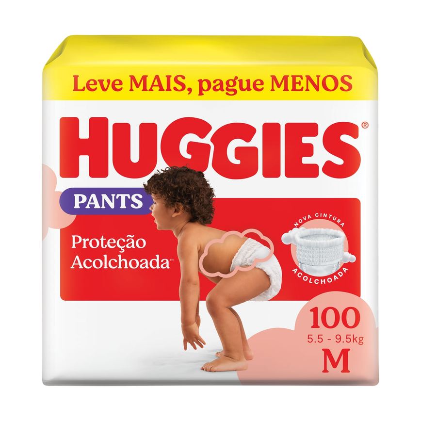 Fralda Pants Huggies Proteção Acolchoada M 100 Unidades