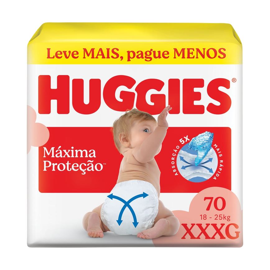 Fralda Huggies Máxima Proteção XXXG 70 Unidades