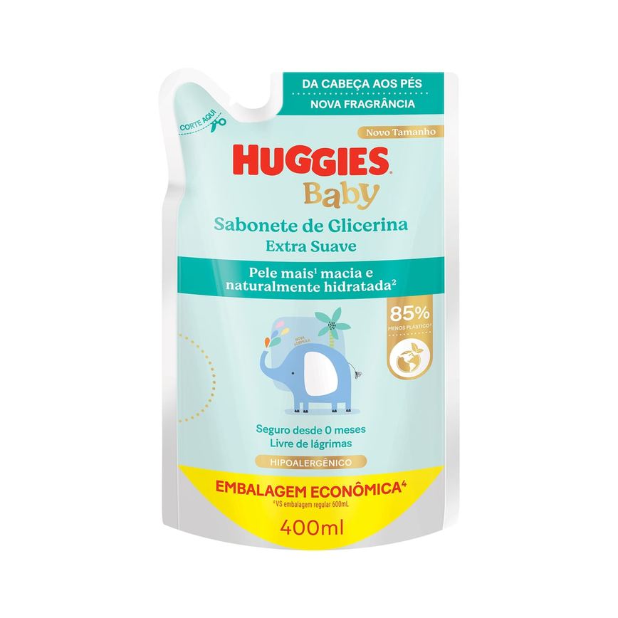 Sabonete Líquido Infantil Huggies Baby Glicerina Extra Suave Refil 400ml