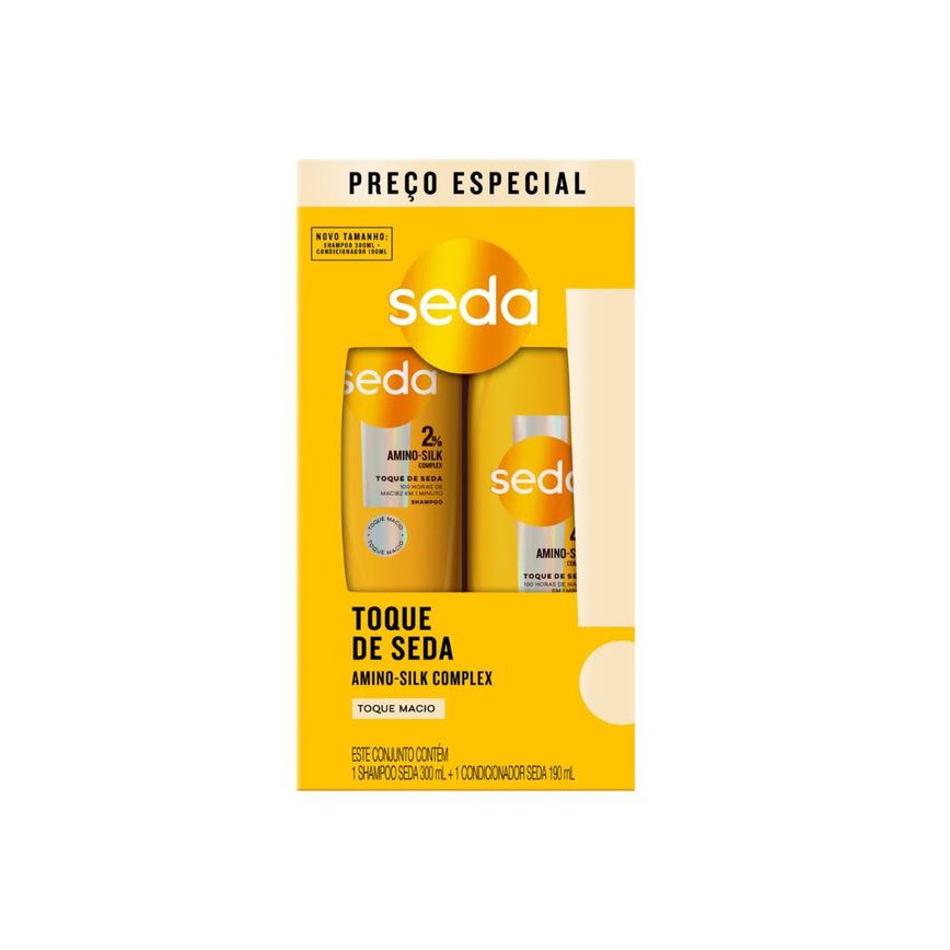 Kit Shampoo Seda Toque de Seda Amino-Silk Complex 300ml 1 Unidade + Condicionador Seda Toque de Seda Amino-Silk Complex 190ml 1 Unidade