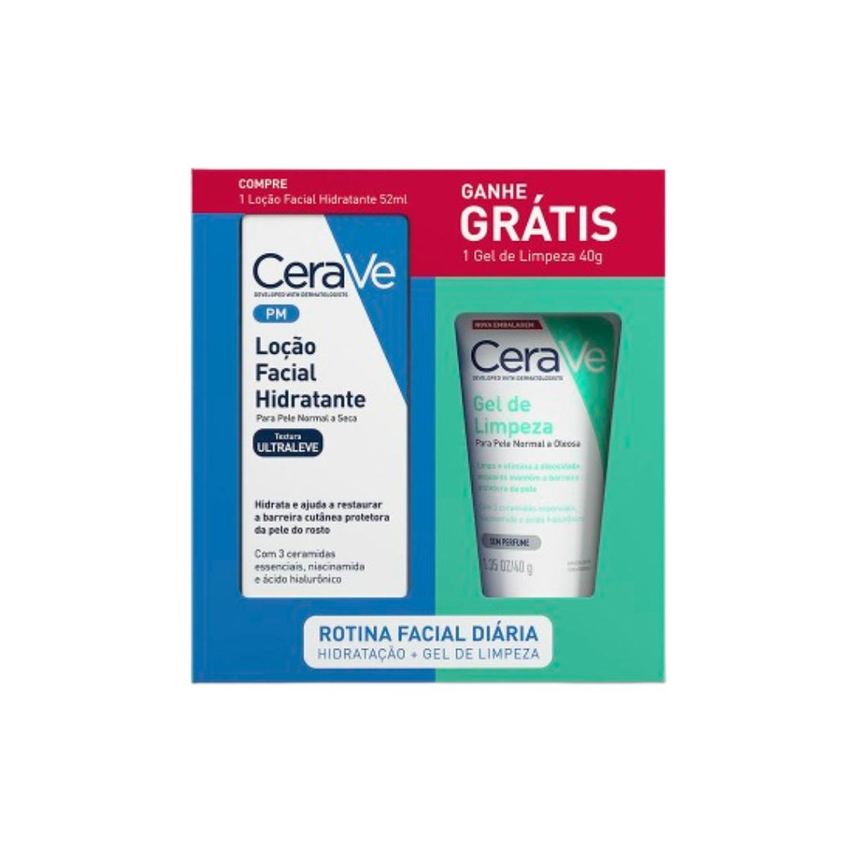 Kit Loção Hidratante CeraVe 52ml 1 Unidade + Gel de Limpeza CeraVe 40g 1 Unidade