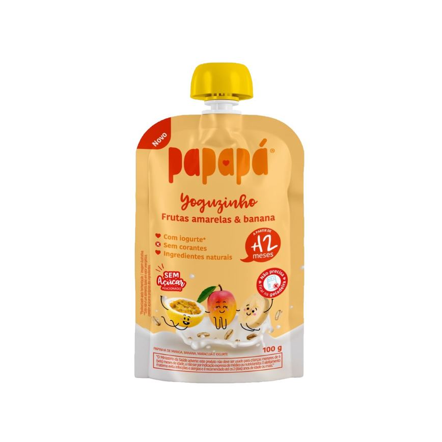 Papinha Papapá Yoguzinho Iogurte Frutas Amarelas Sem Adição De Açúcar 100g