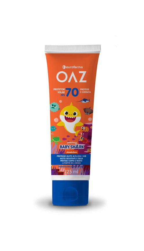 Protetor Solar Infantil Oaz Baby Shark 70fps 125ml