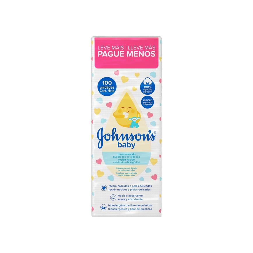 Algodão Quadrado Sem Perfume Johnsons Baby 100 Unidades