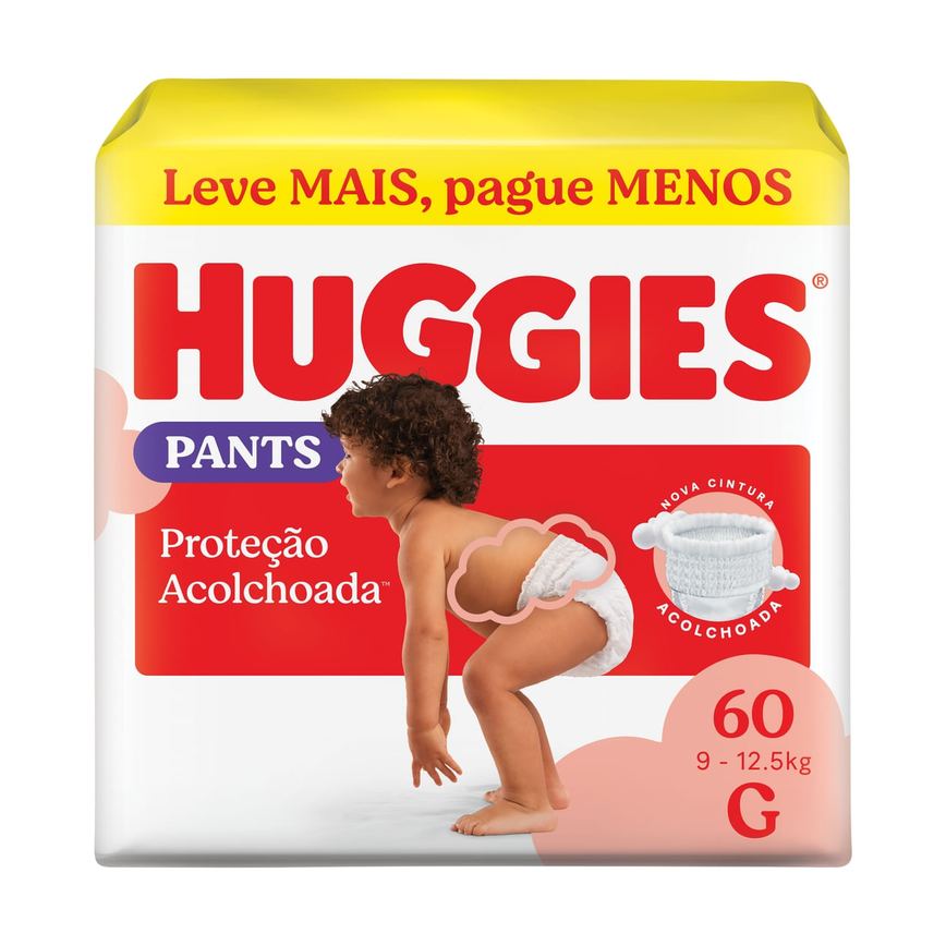 Fralda Pants Huggies Proteção Acolchoada G 60 unidades
