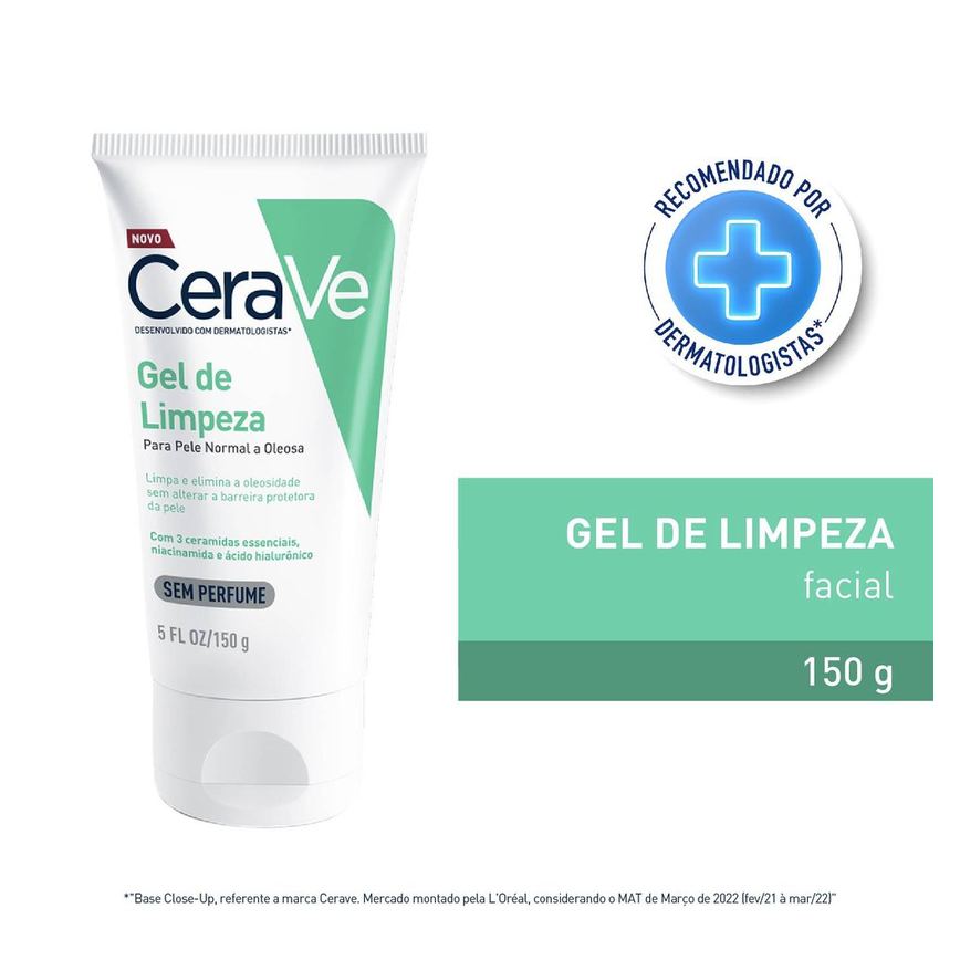 Gel de Limpeza Facial CeraVe Peles Normais a Oleosas 150g