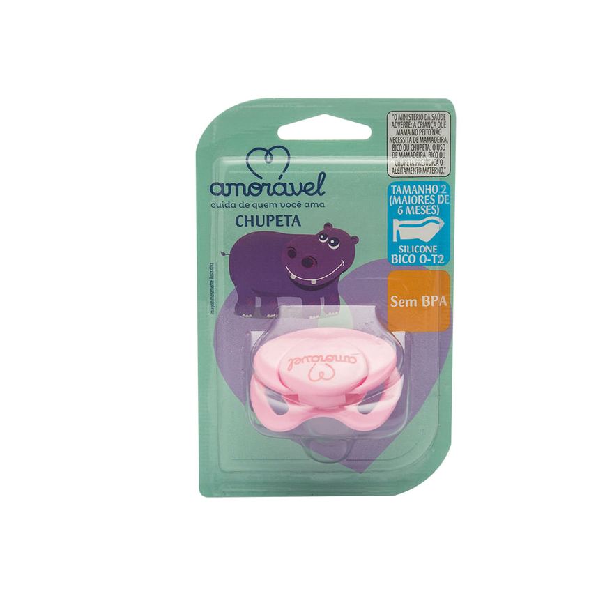 Chupeta Amorável Silicone Ortodôntico Rosa A Partir De 6 Meses