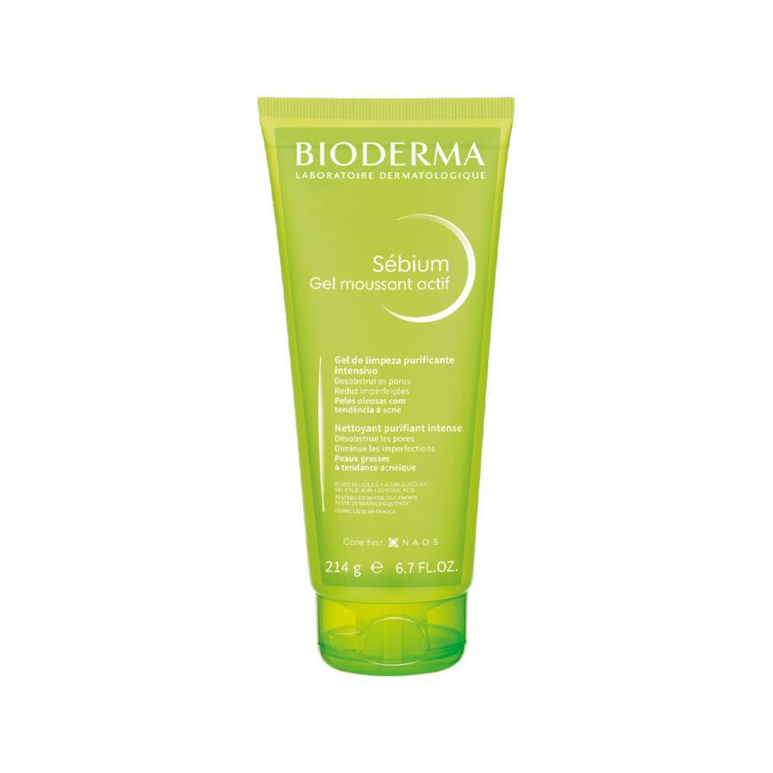 Gel de Limpeza Facial Bioderma Sébium Gel Moussant Actif Purificante Intensivo 200ml