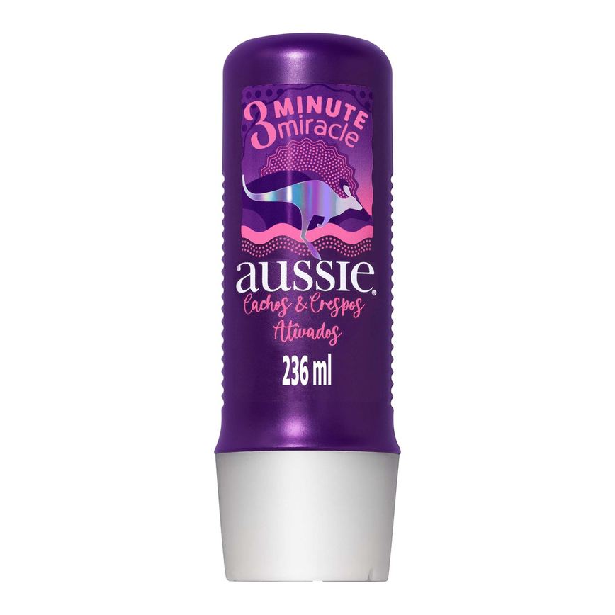 Creme de Tratamento Capilar Aussie 3 Minute Miracle Cachos e Crespos Ativados Hidratação e Definição 236ml