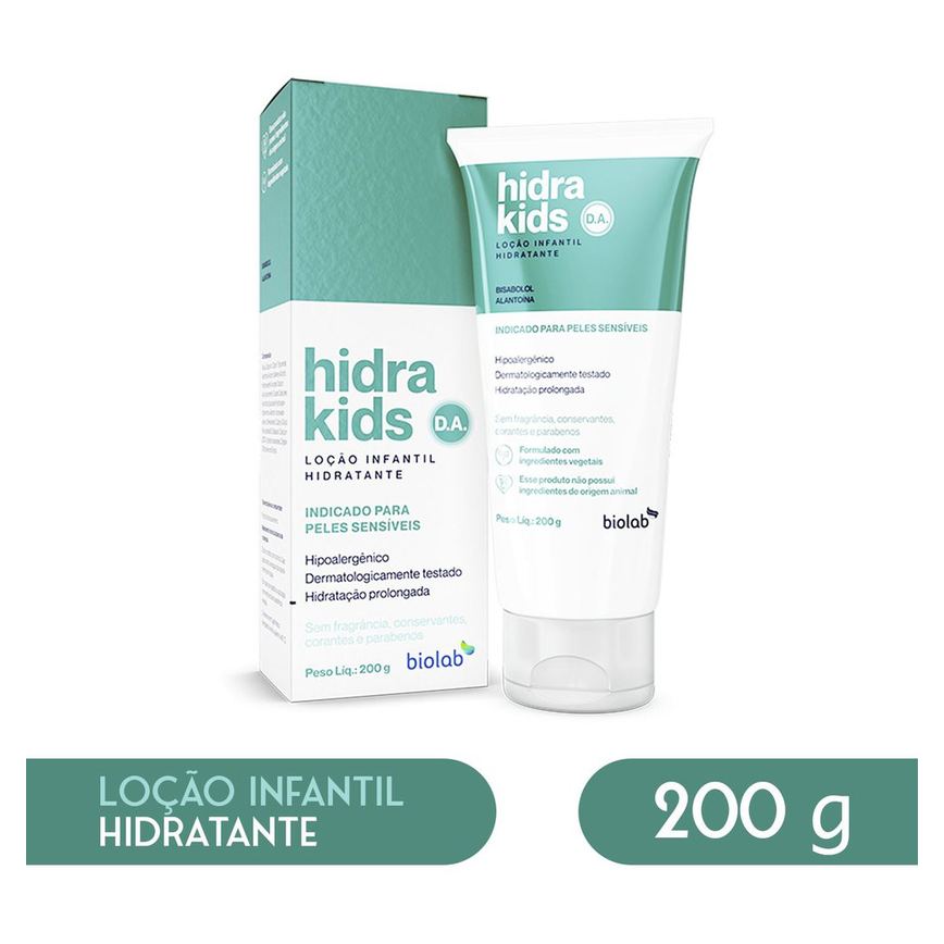 Loção Hidratante Infantil Hidra Kids D.A. Calmante com Aloe Vera 200g