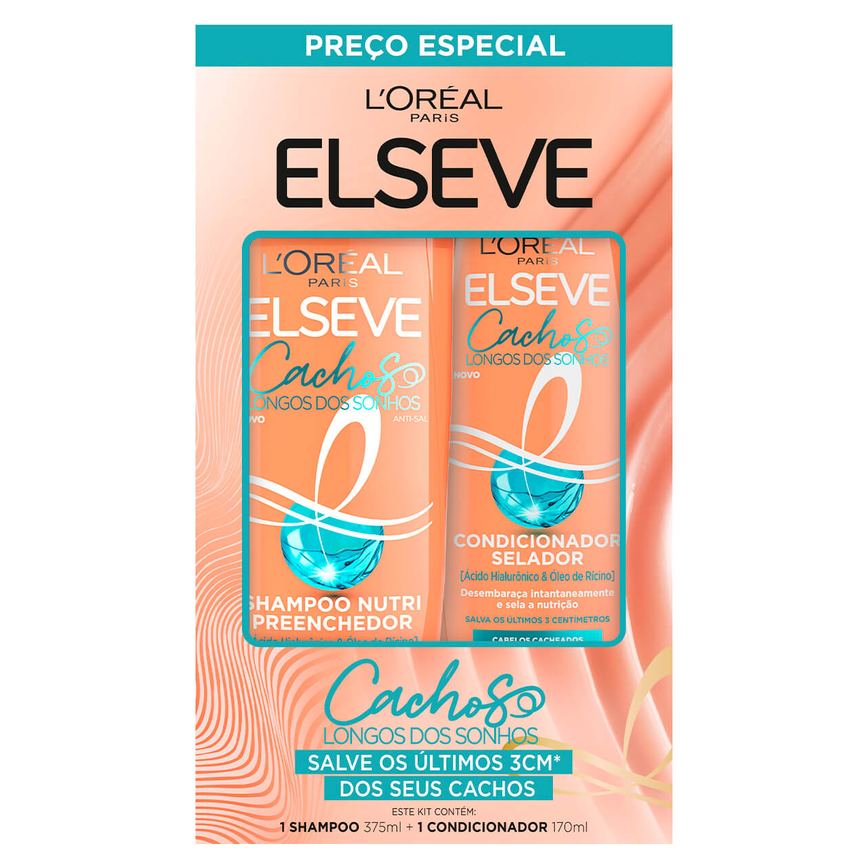 Kit Shampoo Elseve Cachos Longos dos Sonhos Nutri Preenchedor e Selador 375ml 1 Uni + Condicionador 170ml 1 Uni