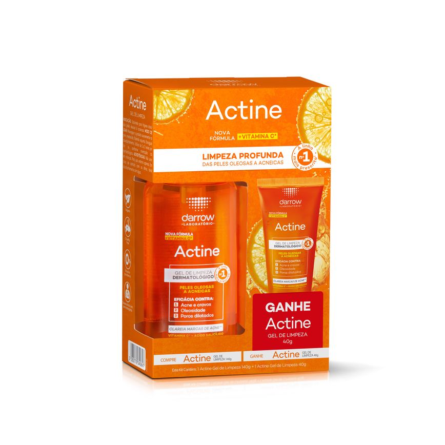 Kit Gel de Limpeza Facial Actine Darrow 140g 1 Unidade + Gel de Limpeza Facial Actine Darrow 40g 1 Unidade
