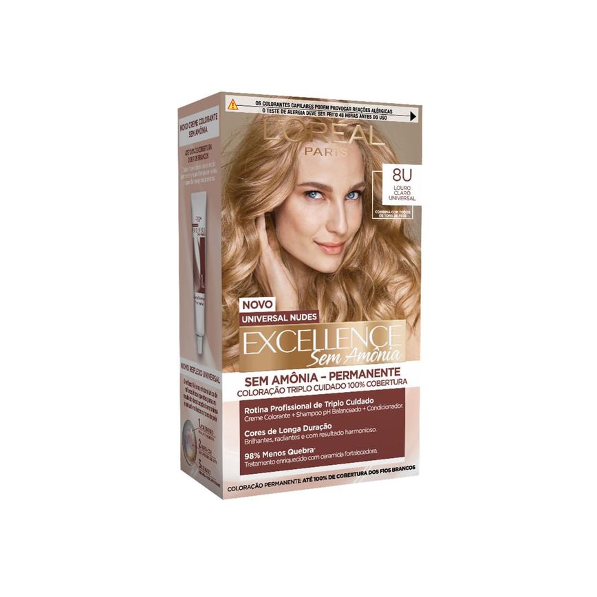 Tintura L'Oréal Imédia excellence Louro Claro Sem Amônia universal 8u