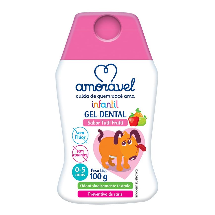 Gel Dental Infantil Amorável Tutti-Frutti Sem Flúor 100g
