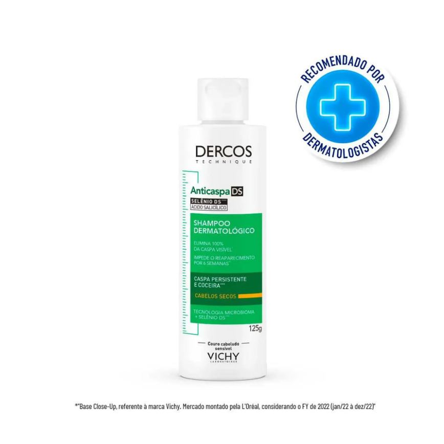 Shampoo Anticaspa Vichy Dercos Dermatológico Cabelos Secos 125ml