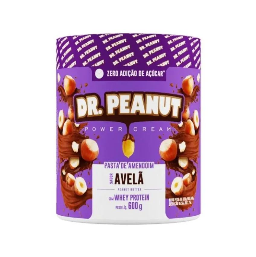 Pasta de Amendoim Whey Protein Dr. Peanut 600g Avelã