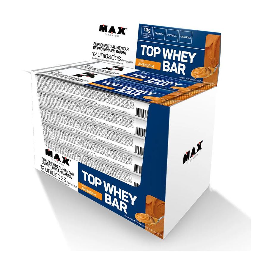 Top Whey Bar Display 12un de 41g – Amendoim