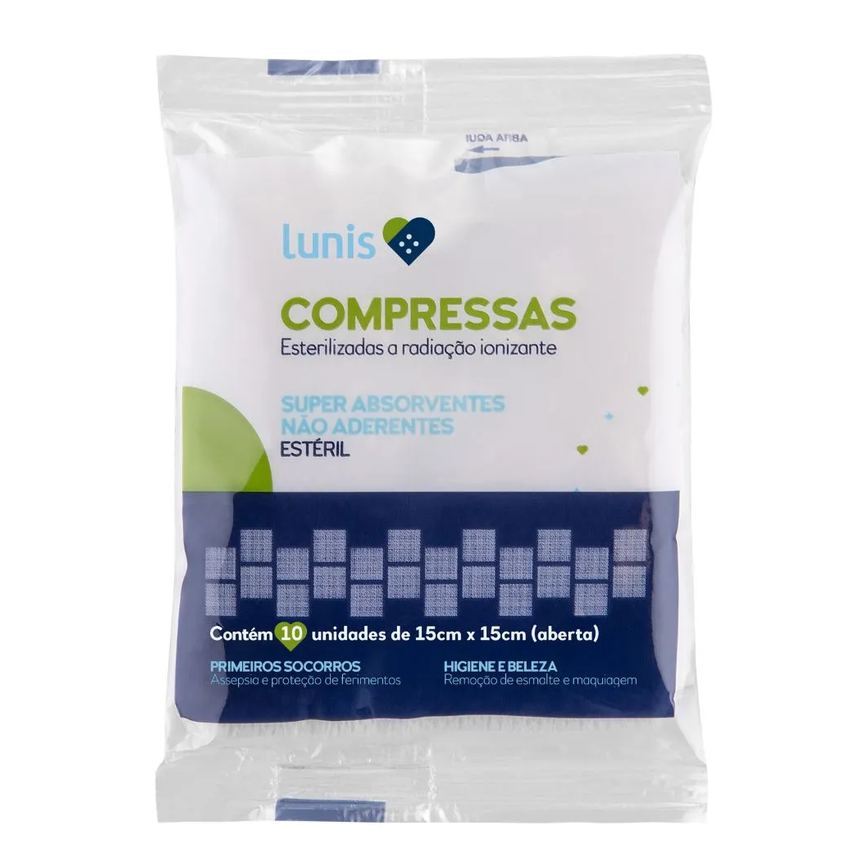 Compressa De Gaze Não Aderente Lunis 10 Unidades